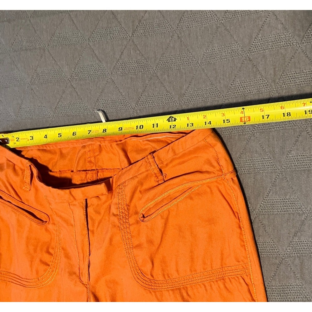 Max Studio Straight Leg Pants Size 8 Orange Textured Ankle Cropped Stitched Hem - Picture 5 of 7
